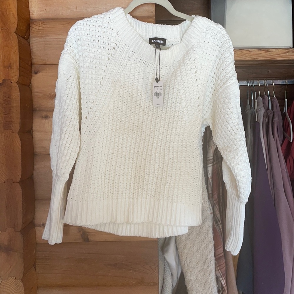 White Cable Knit Sweater